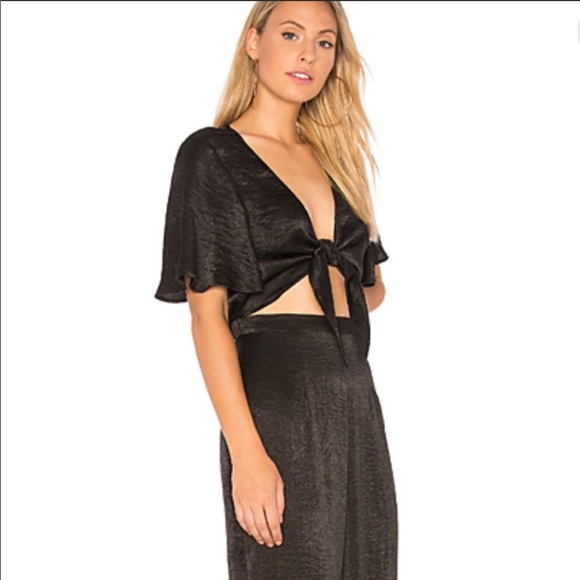 Show me your mumu jenna jumpsuit in black sateen - Picture 2 of 3